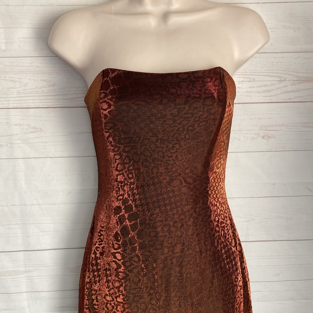 Jessica McClintock for GUNNE SAX Size 3 Y2K Strapless Animal Print Evening Gown - Picture 4 of 12